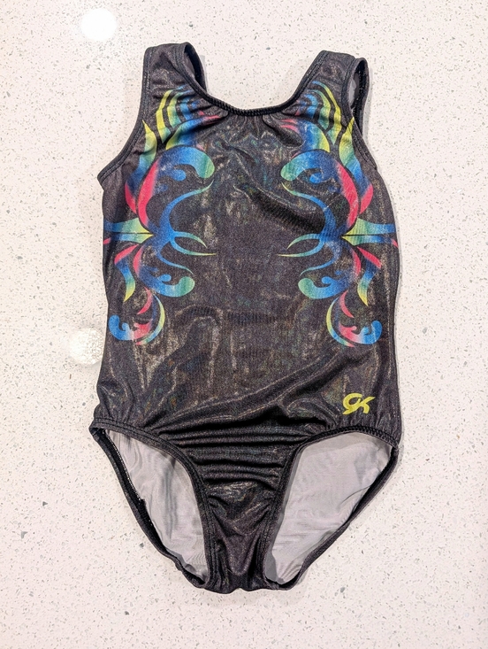 GK Other - BEAUTIFUL GK Elite CM medium Gymnastics Dance Leotard HOLOGRAPHIC RAINBOW SWIRLS